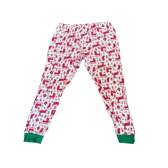Carter's Adult XL Pajama Set Long Sleeve Top Pants Red Reindeer Sleigh Christmas - Picture 4 of 9